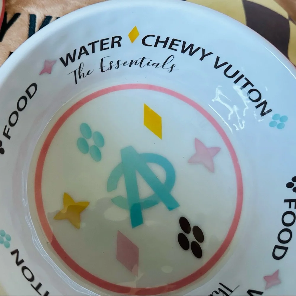 Louis Vuitton Designer Pet Bowl with Vibrant Accents